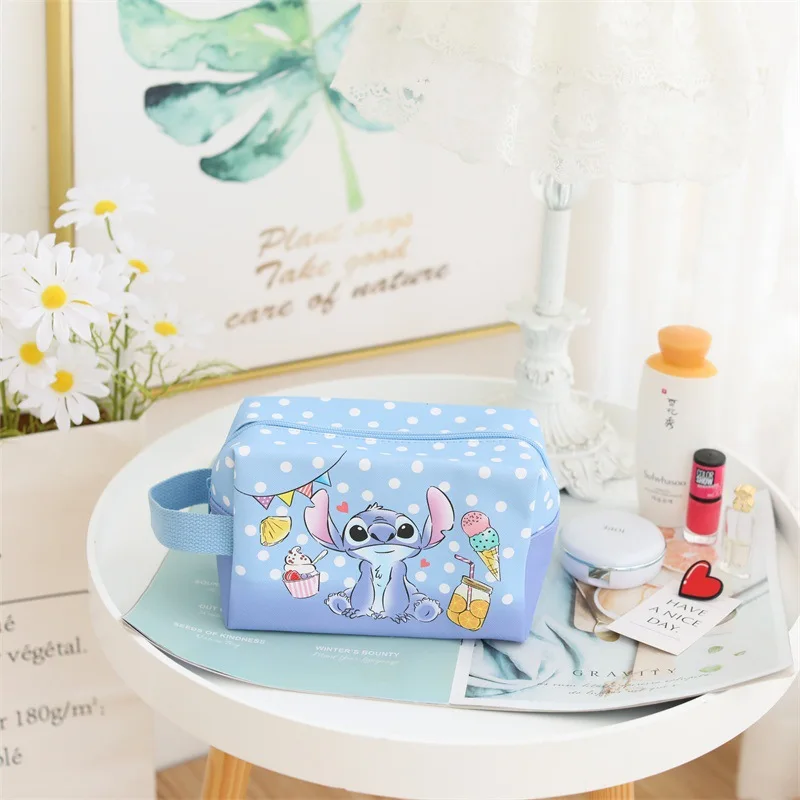 Disney Stitch Makeup Bag for Women Girls Travel Portable Storage Bags Mermaid Anime Large Capacity Hangbag Cosmetic Bag Kid Gift