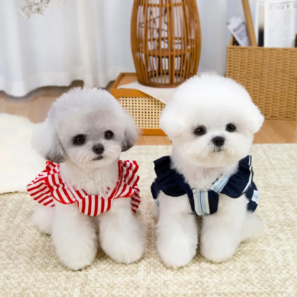 

Comfortable Striped Pet Dog Spring Dress Breathable Soft Pet Summer Skirt Clothes Thin Puppy Vest Apparel