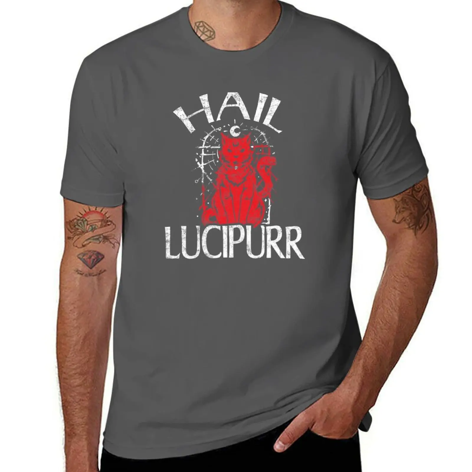 

Distressed Owner - Lover Lucipurr Style & Satan - Lover Cat Hail T-Shirt Retro Graphic Print T-Shirt