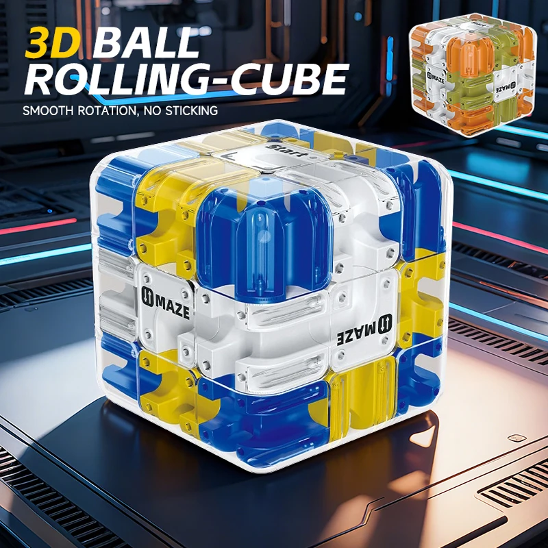 ลูกบาศก์เขาวงกต 3 มิติ ของเล่นฝึกสมาธิสำหรับเด็ก เกมปริศนาสร้างสรรค์ ฝึกสมอง เสริมสร้างการคิดเชิงตรรกะ ลดความเครียด ของเล่นเสริมพัฒนาการ