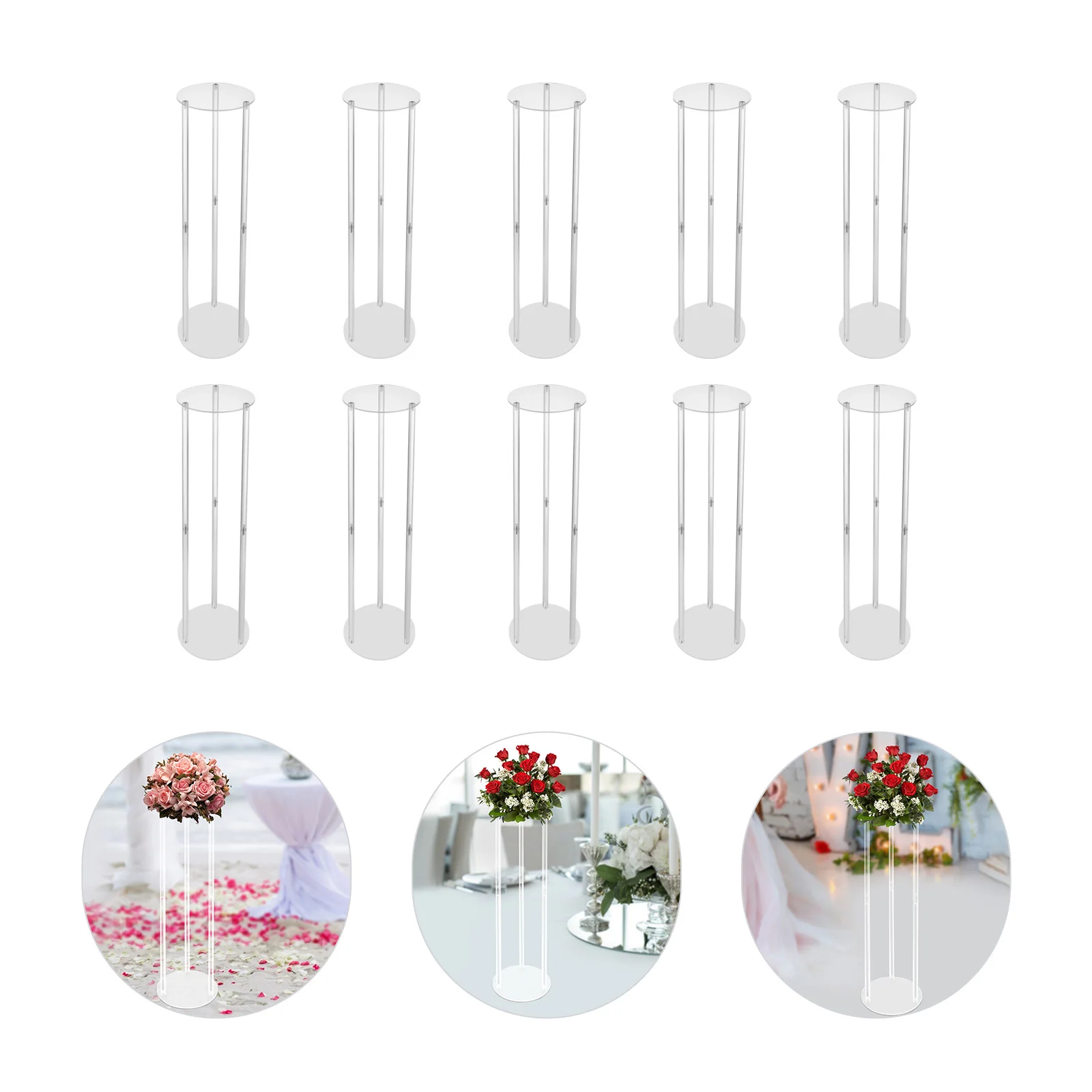 10 pieces of 80cm high circular acrylic wedding flower racks (23 * 23 * 80cm) for banquet table decoration