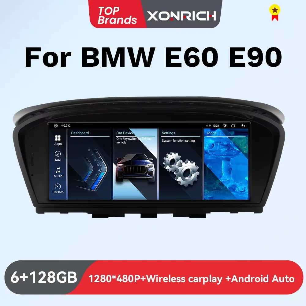 XONRaccomplit-Autoradio CarPlay sans fil, Android 14, Navigation GPS, Limitation CCC et CIC, BMW Série 5, E60, E61, E63, E64, E90, E91, E92, E93