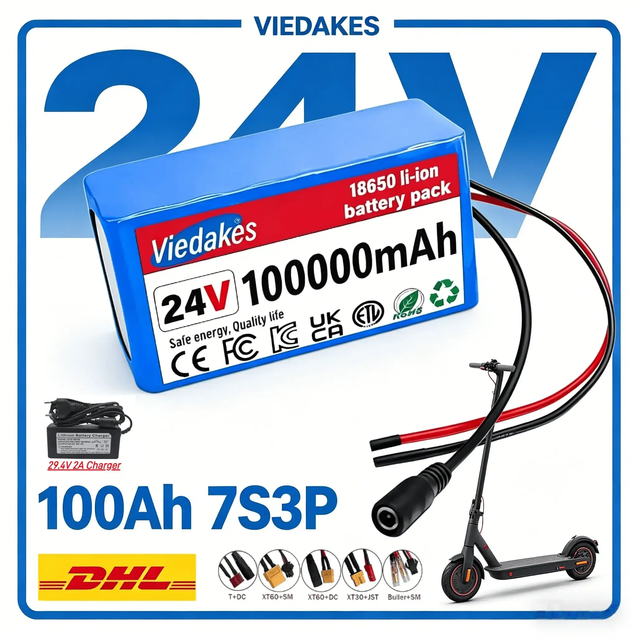 

24V 7S3P 40Ah Mini Energy Battery Kit with 29.4V 2A Charger, Widely Used in Household Small Machines