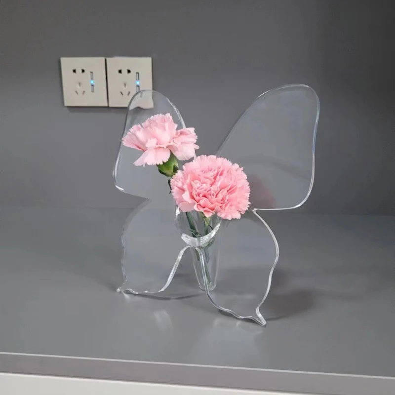 Clear Acrylic Butterfly Vase Butterfly Flower Vase Flower Arrangement Accessories Butterfly Vase Home Decoration Ornament Gift