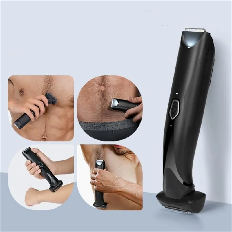 Men Electric Body Hair Removal Pubic Hair Trimmer Male Grooming Clipper Wet Dry Groin Razor Face Beard Mustache Style Shaver Kit