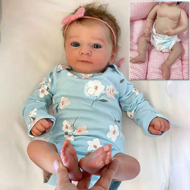 

48CM Felicia Full Body Already Painted Reborn Baby Doll Same as Picture Lifelike Soft Touch3D Skin Hand-Root Hair Visible