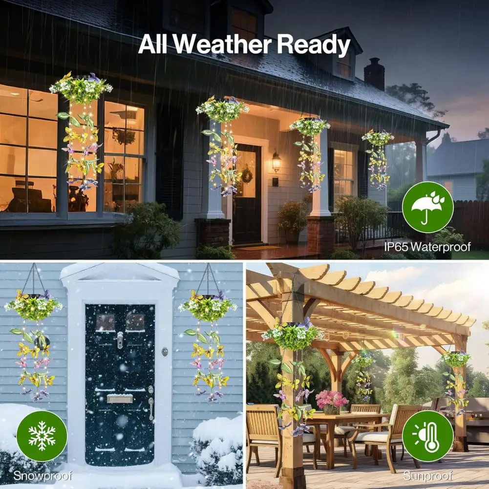 Outdoor Solar Lanterns Solar Butterfly String Lights Waterproof Outdoor Hanging Lanterns Dusk-to-dawn for Patio for Patio