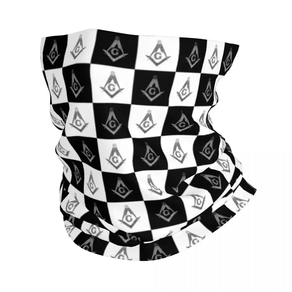 Freemason Checkered Pattern Bandana Neck Gaiter UV Protection Face Scarf Cover Masonic Mason Headband Tube Balaclava