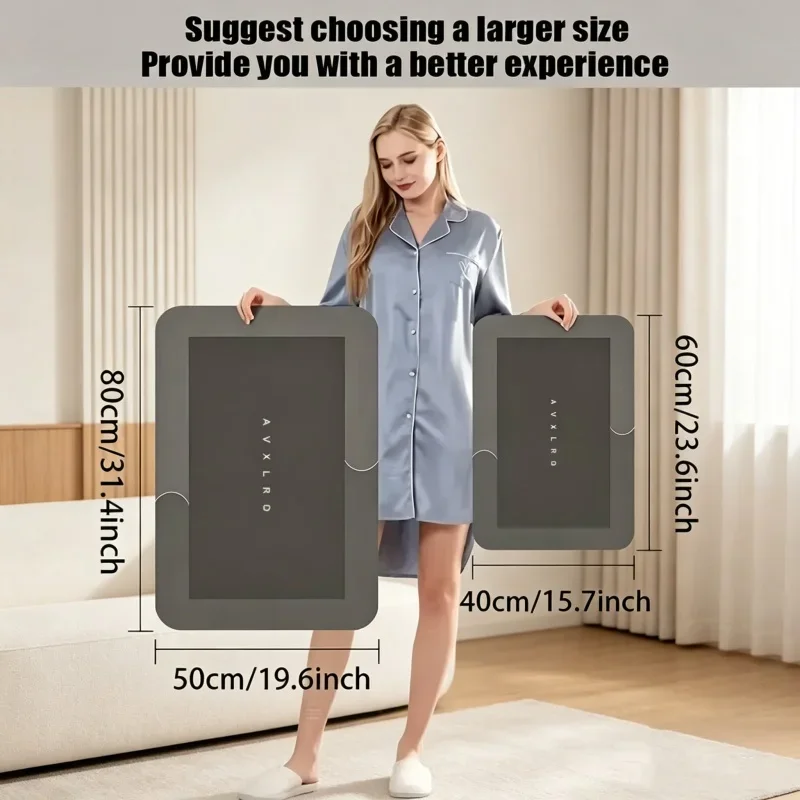 Super Absorbent Diatomaceous Earth Floor Mat Non Slip Fast Drying Soft Pad Bathroom Shower RV Kitchen Laundry Bedroom Decor