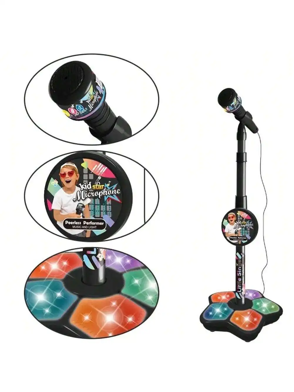 Microphone chantant pour enfants, jouet avec haut-parleur de musique, Instrument de karaoké lumineux, cadeau d'anniversaire pour enfants