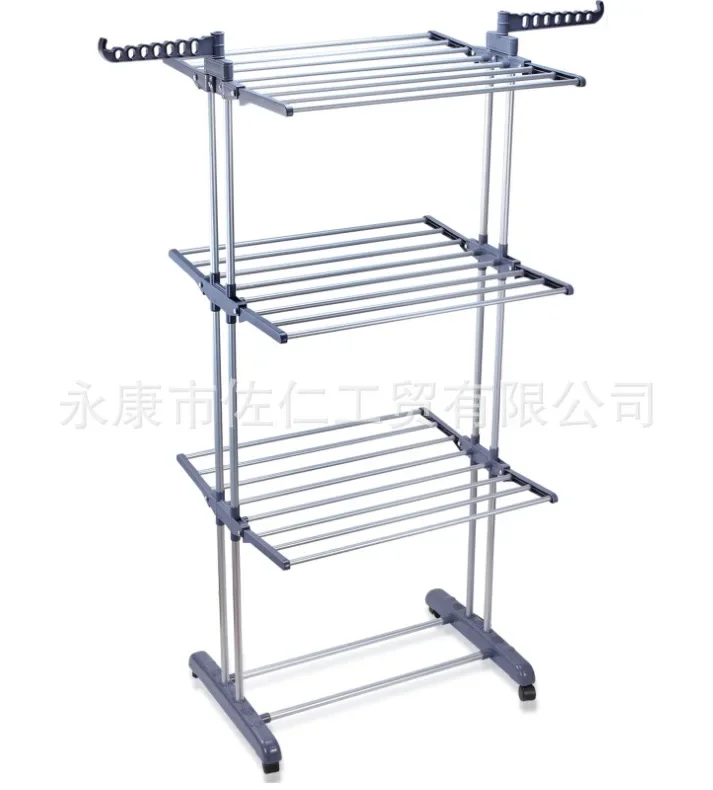 E-commerce cross-border sales stainless steel three-layer folding floor drying racks, household towel racks, shelves wholesale