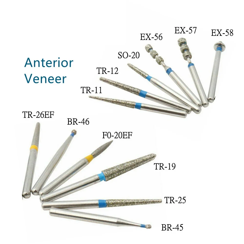 Dental Diamond Burs Drill Set, Alta Velocidade Odontologia Bur Bit, Moagem Odontológica, Materiais Cirúrgicos, Ferramentas De Polimento, Kit De Bur De Folheado