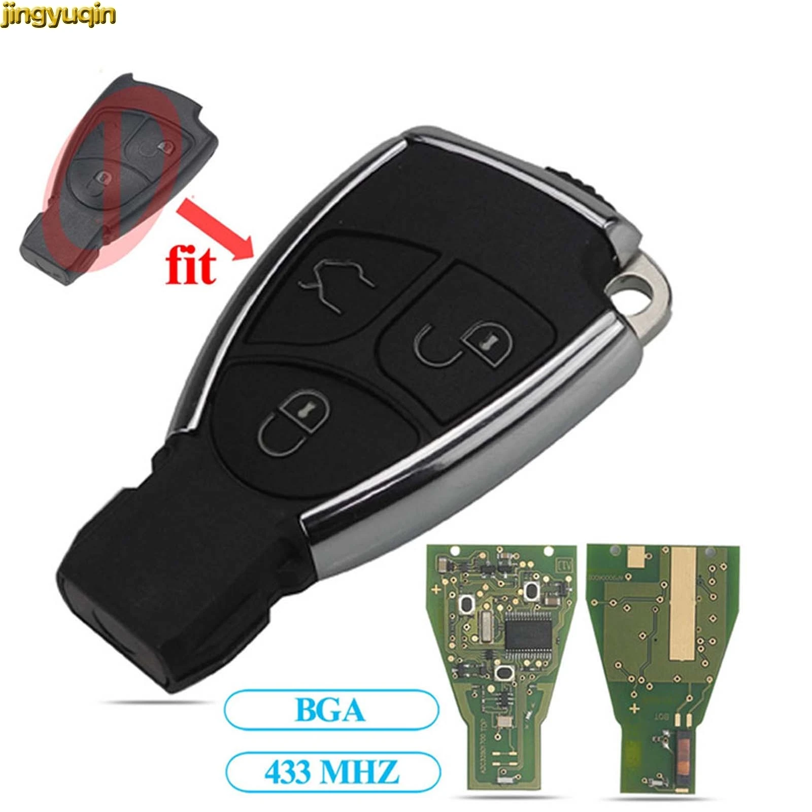 

Jingyuqin 3 Buttons Smart Car Key 433MHZ For Mercedes Benz B C E ML S CLK SLK CL GL W211 Remote Chrome Key Fob