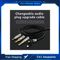 CVJ K-24 Core 3in1 Silver Plated Headphone Audio Cable with Interchangeable Interface MMCX/2PIN/QDC Suitable for Assassin Seven