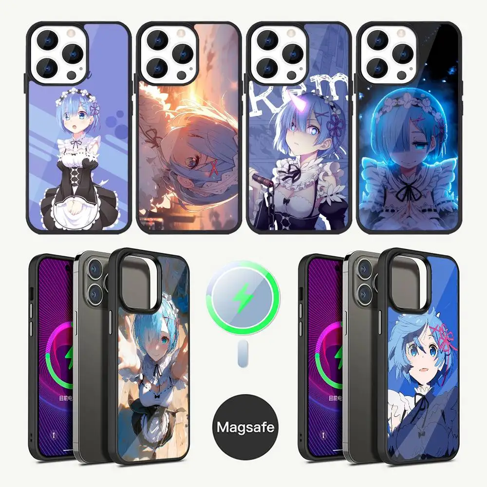 

Чехол для телефона R-Rem Re Zero Anime Rem для iPhone 17,16,15,14,13,12,11, Plus, Pro, Max Mini Magsafe с магнитной беспроводной зарядкой