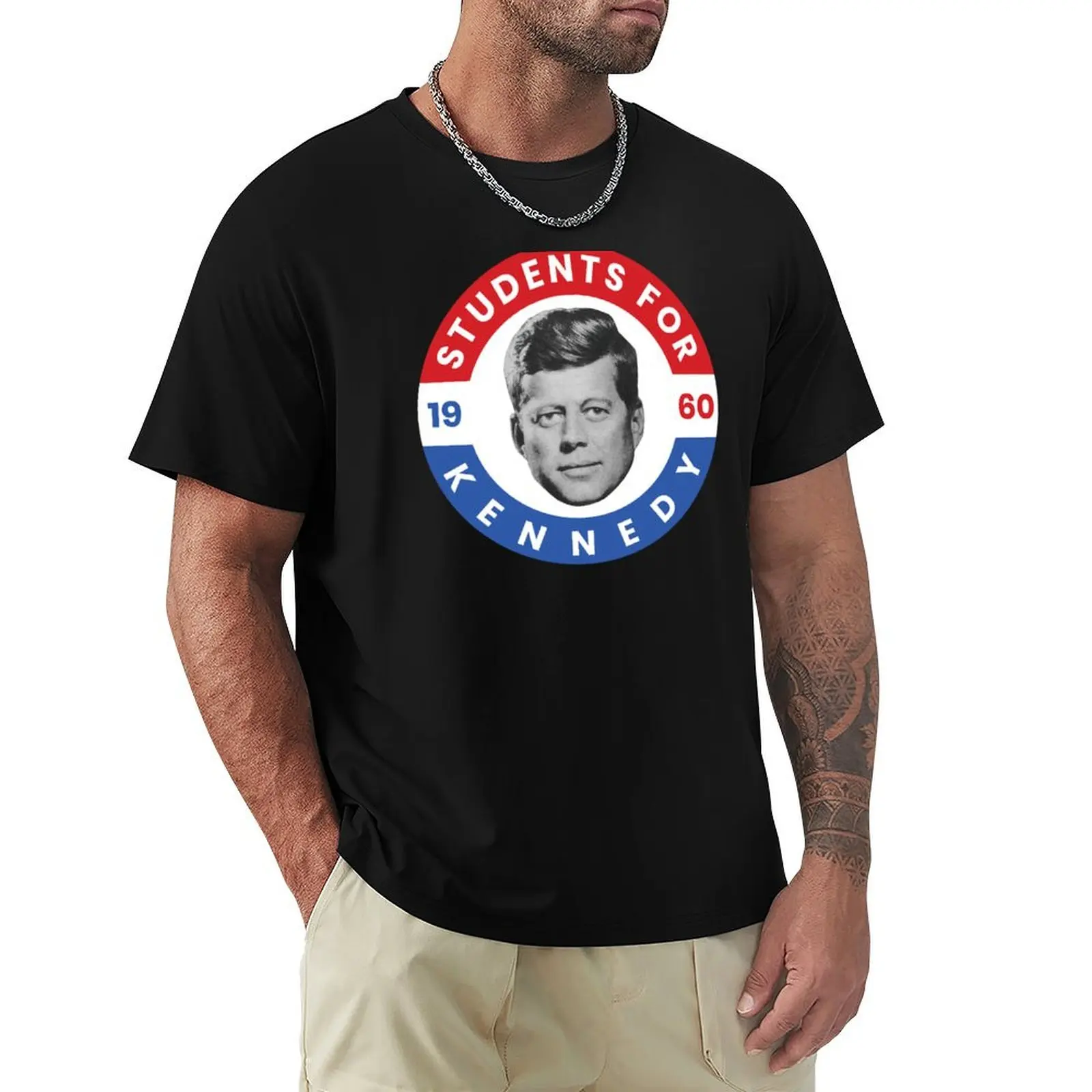 Students for President John F Kennedy JFK T-Shirt Simple Casual Short Sleeve Tee