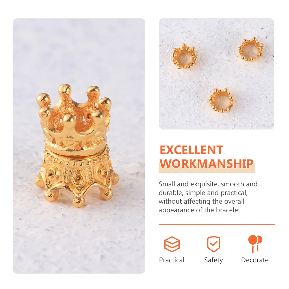 50 Pcs Jewelry Accessories Crown Connector Charms Beads for Making Bulk Mini Hand Chain Spacer Bracelet Crowns Alloy Necklace