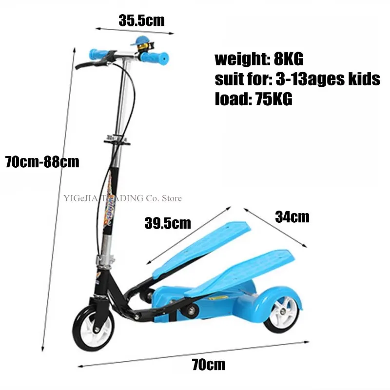 Easy Ride Kids 2 Pedal Roller mit Handbremse, Doppel pedal Roller mit Schutz ausrüstung, Fitness Roller mit Höhen verstellung