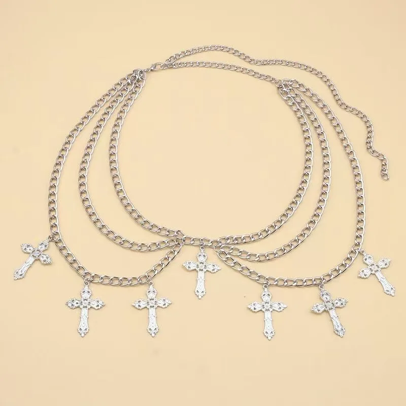 Cross Waist Chain Women's Waist Jewelry Niche Waist Decoration Versatile Temperament Cool Punk Hot Girl Personal Body Chain