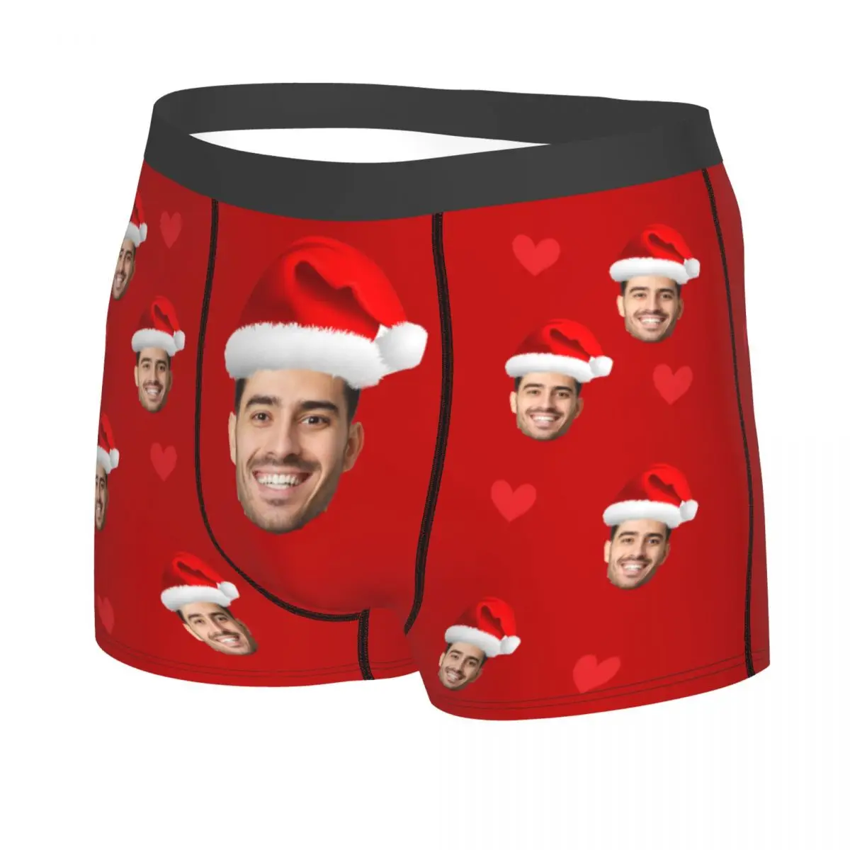 Men Personalized Face Photo Custom Christmas Gifts Long Underwear Hot Boxer Shorts Panties Homme Mid Waist Underpants Plus Size