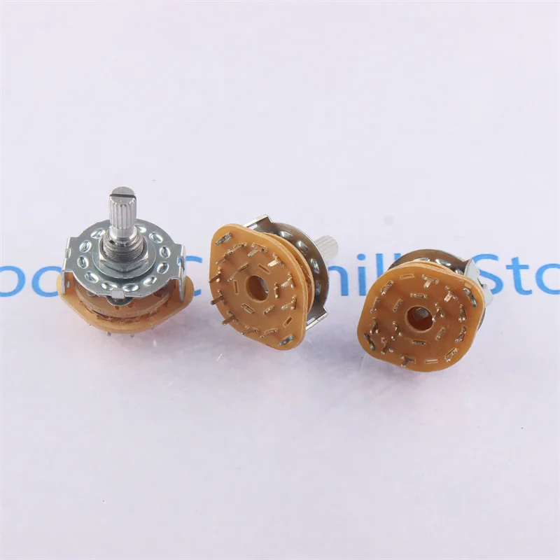 RS25 Shaft Panel Mount 1P11T 2P4T 2P5T 2P6T 3P3T 3P4T 4P3T Rotary Switch Selector Band 1 Pole 11 Position Knob Switches