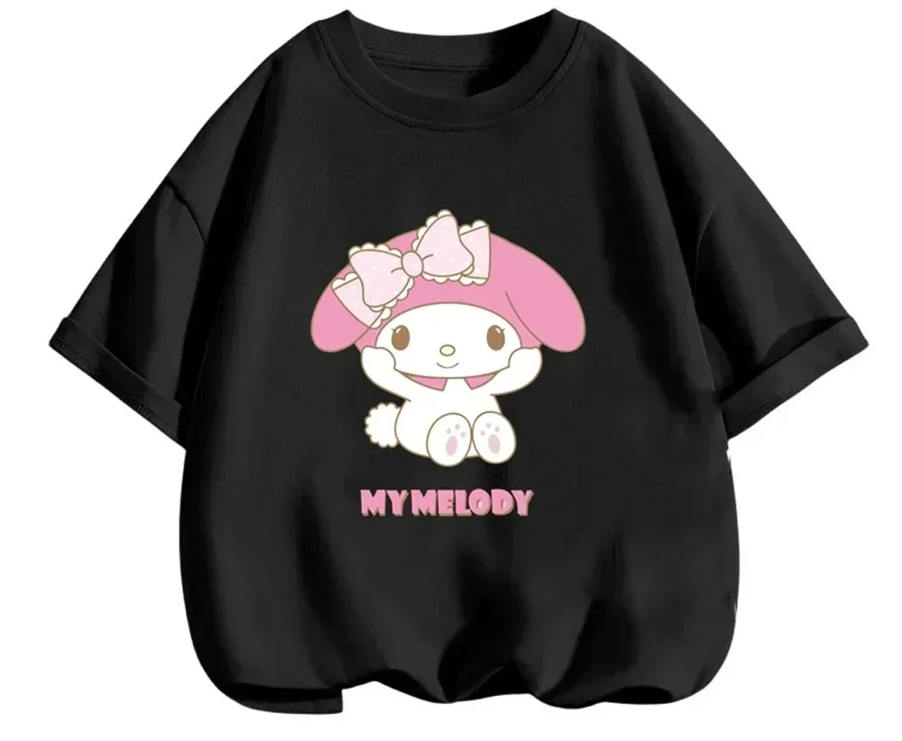 

2025 New My Melody Tshirt Anime Summer Multiple Fashion Children's T-shirts Round Neck Casual Short Sleeve Print Trucksuit