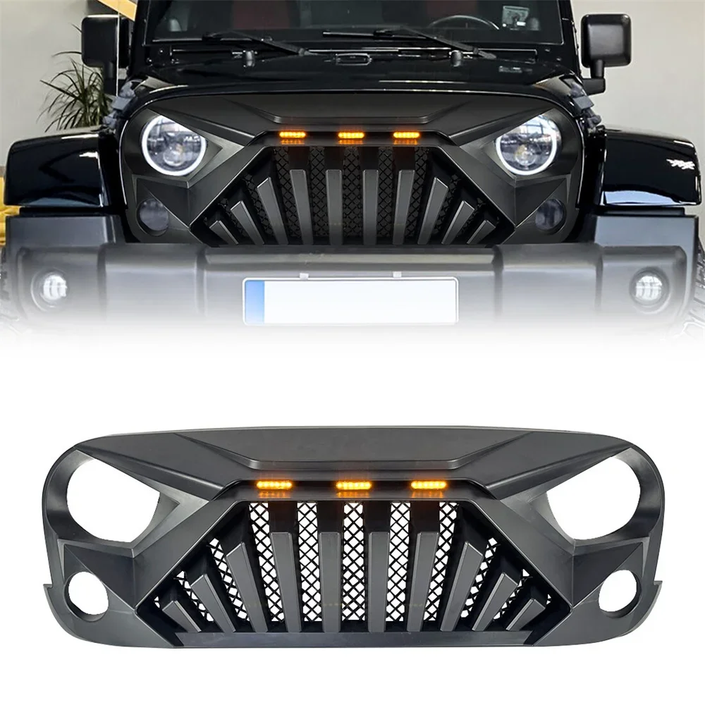 For Jeep Wrangler JK JKU 2007 2008 2009 2010 2011 2012 2013 2014 2015 2016 2017 2018 Goliath Grille ABS Fang Offroad Jeep