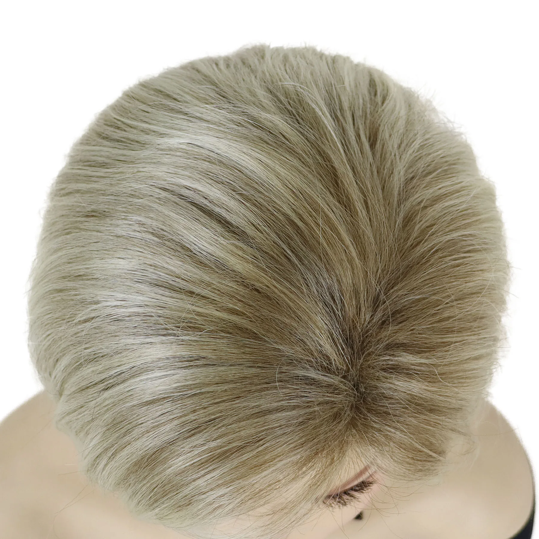 Synthetic Mixed Blonde Wig with Bangs Short Wigs for Women Natural Straight Hair Soft Bob Wig Old Ladies Daily Cosplay Lolita