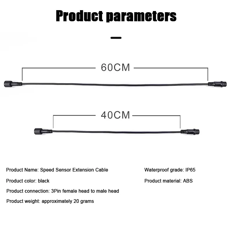 Electric Bike Speed Sensor Extension Cable 40/60cm for Mid Drive Motor 3 PIN Extension Cable EBike Conversion Kit Component