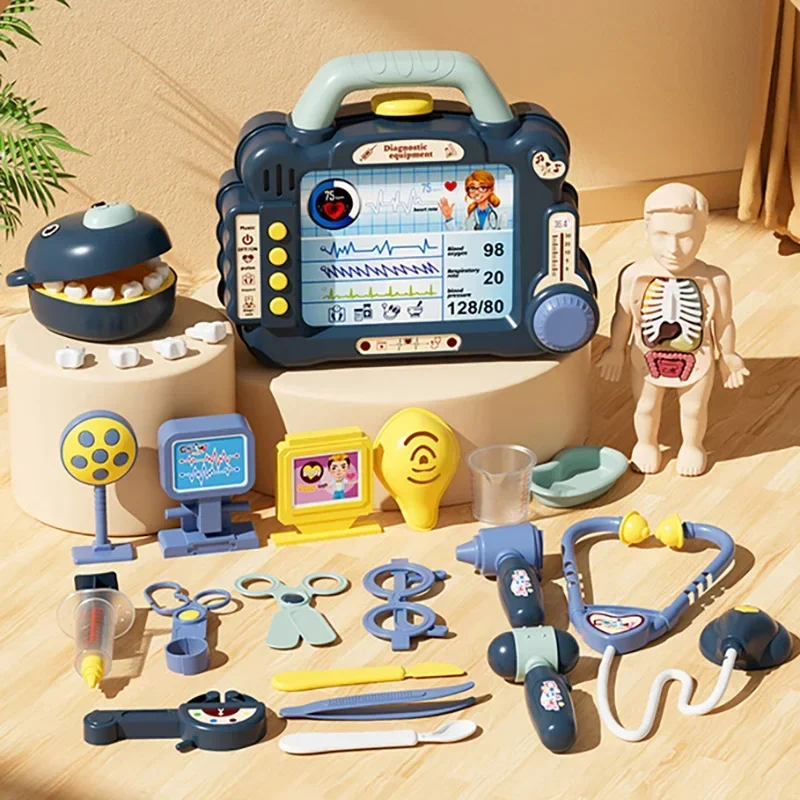 Arzt Spielzeug Spielset Simulation Ultraschall Maschine EGC Display Bildschirm Medizinische Kit Sound Licht Spielzeug Für Kinder Kunststoff Pretend Spielen