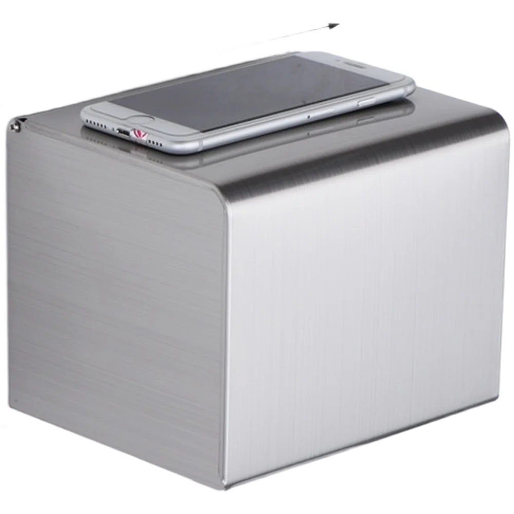 Toilet Paper Holder Stainless Steel for Humid Bathrooms No Drill Mounting Options Roll or Folded Paper Support