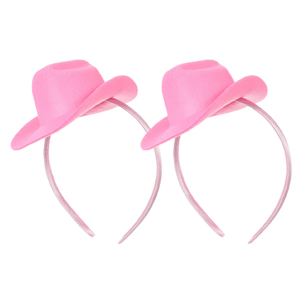 

2Pcs Pink Cowgirl Headband Mini Cowboy Hat Western Theme Birthday Party Accessories Cowgirl Birthday Headband Cowboy Hair Band