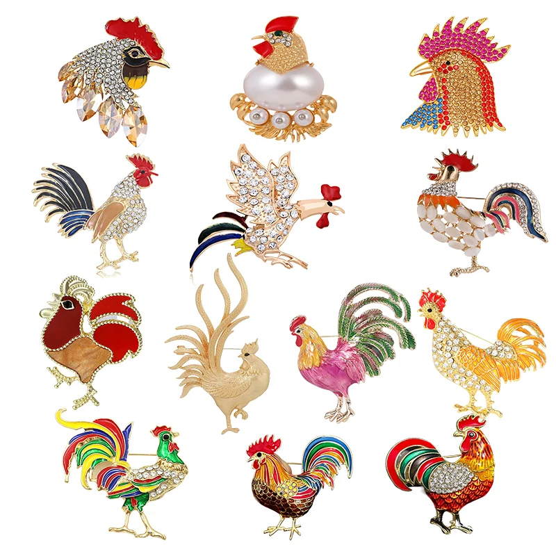 Alloy Golden Rooster Brooches Women Suit Coat Corsage Animal Chicken Pin Clothing Jewelry Accessories
