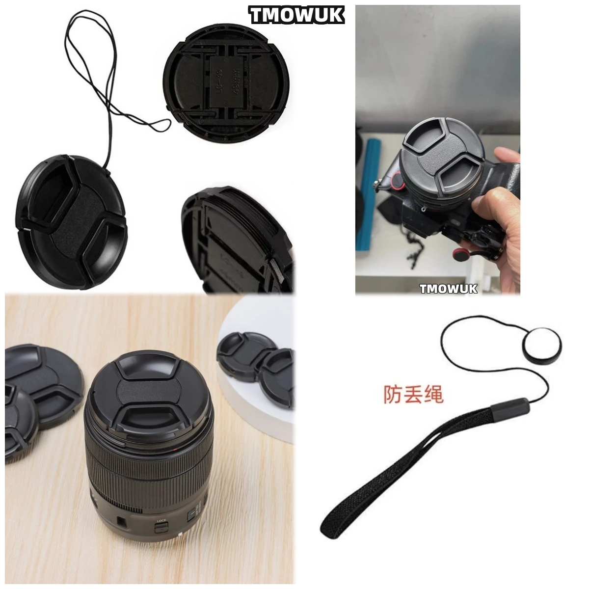 

For Panasonic S1H S5IIX GX9 GX85 GH4 GF7 ZS220 DMC-FZ550 DMC-FZ570 Camera Lens Cap Protective Cover Center Pinch Snap-on 49mm 52