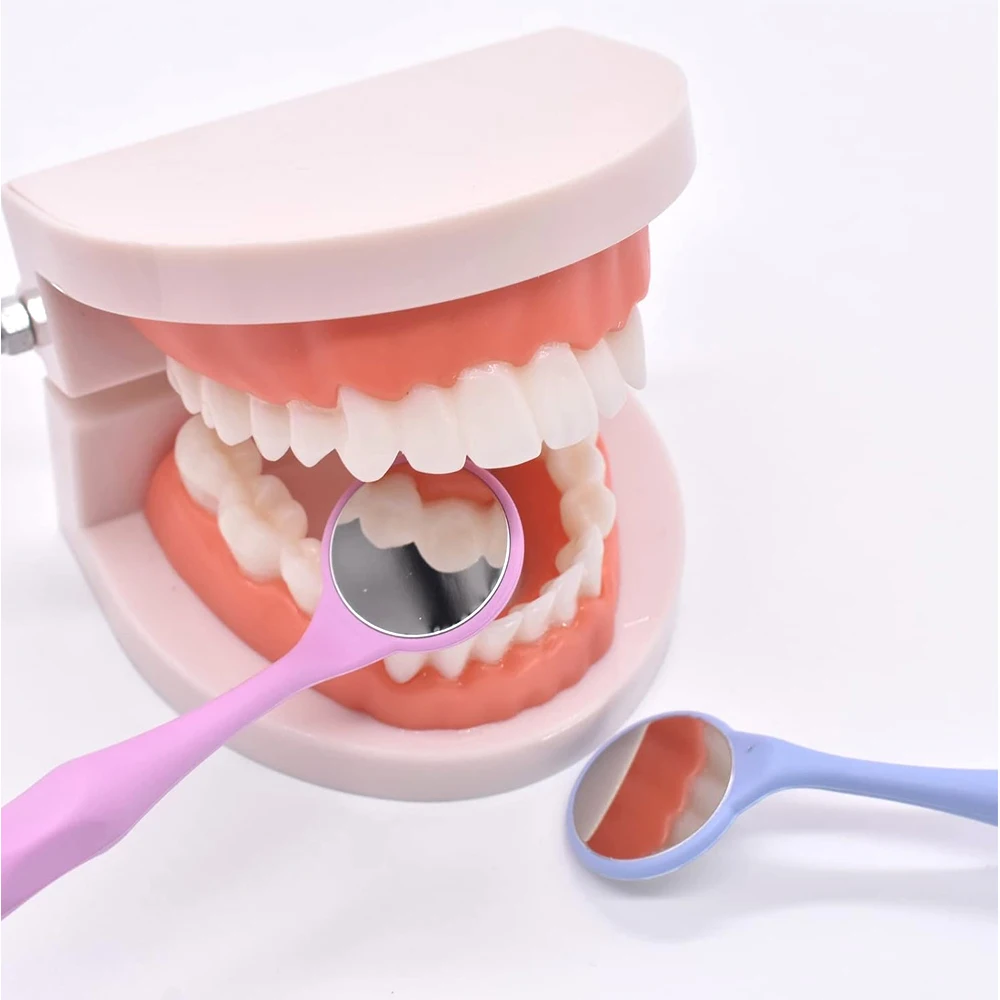 Espejo Dental de doble cara para examen Oral, 10 piezas, lente de acero inoxidable Autoclavable, accesorios para herramientas de odontología