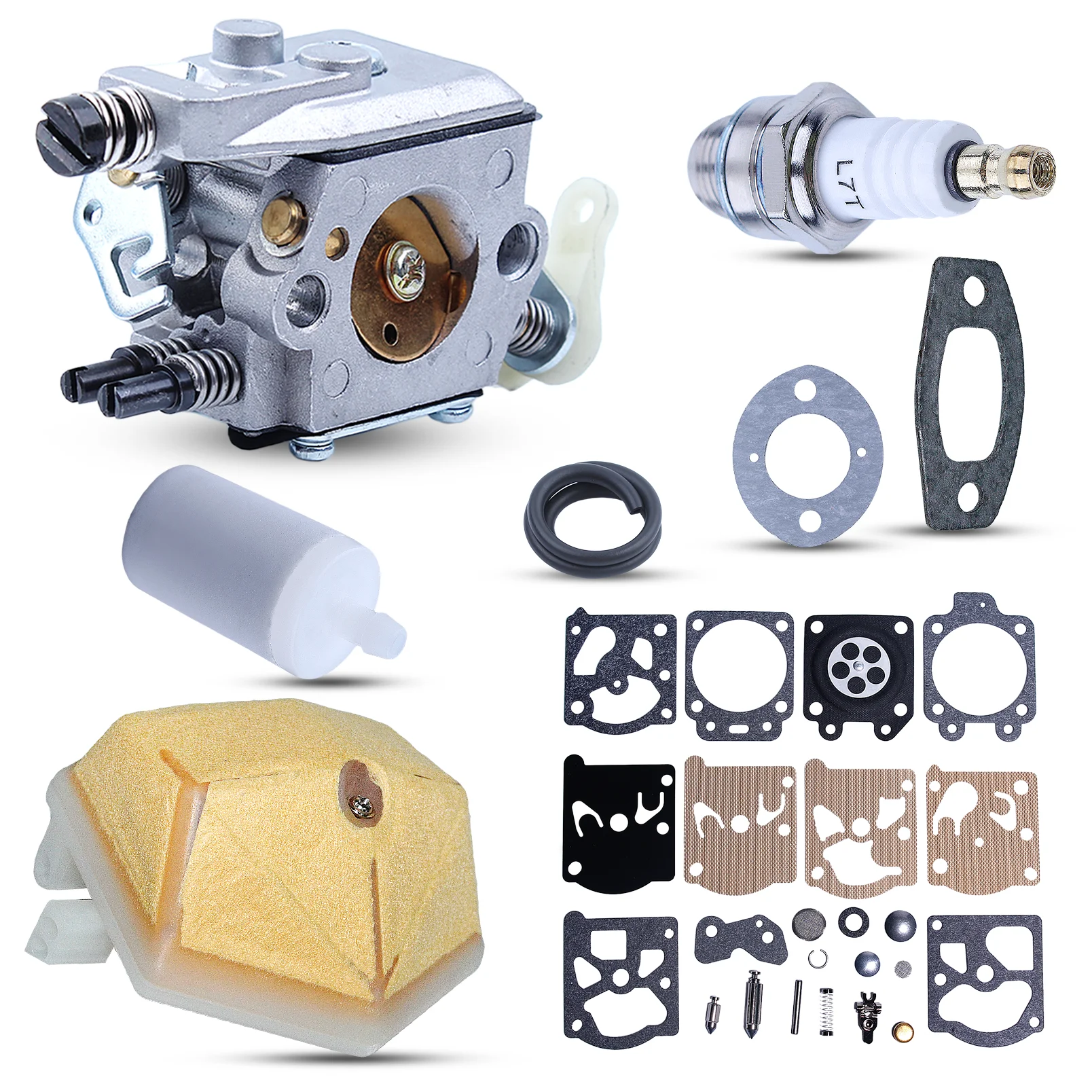 المكربن Carb إعادة بناء عدة ، الهواء فلتر الوقود طوقا ل Husqvarna 51 55 ، المهنية بالمنشار