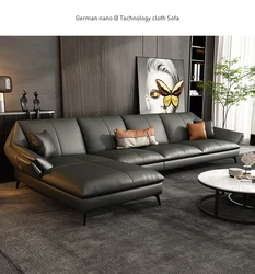 Leather sofa Italian very simple cowhide modern living room Nordic light luxury leather sofa corner