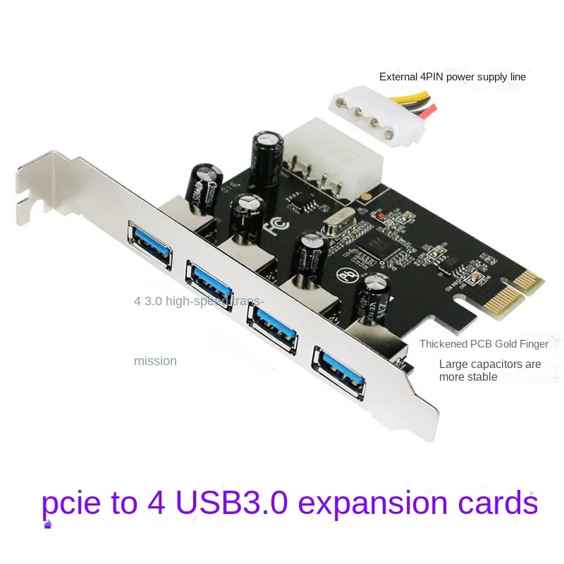 Cartão de Expansão para Desktop, USB 3.0 Embutido, PCIe para 4 Portas, Hub USB