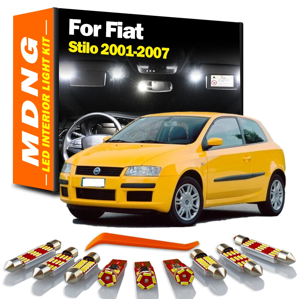 MDNG 14Pcs For Fiat Stilo 2001 2002 2003 2004 2005 2006 2007 Vehicle Lamp LED Interior Dome Map Light Kit Car Led Bulbs Canbus