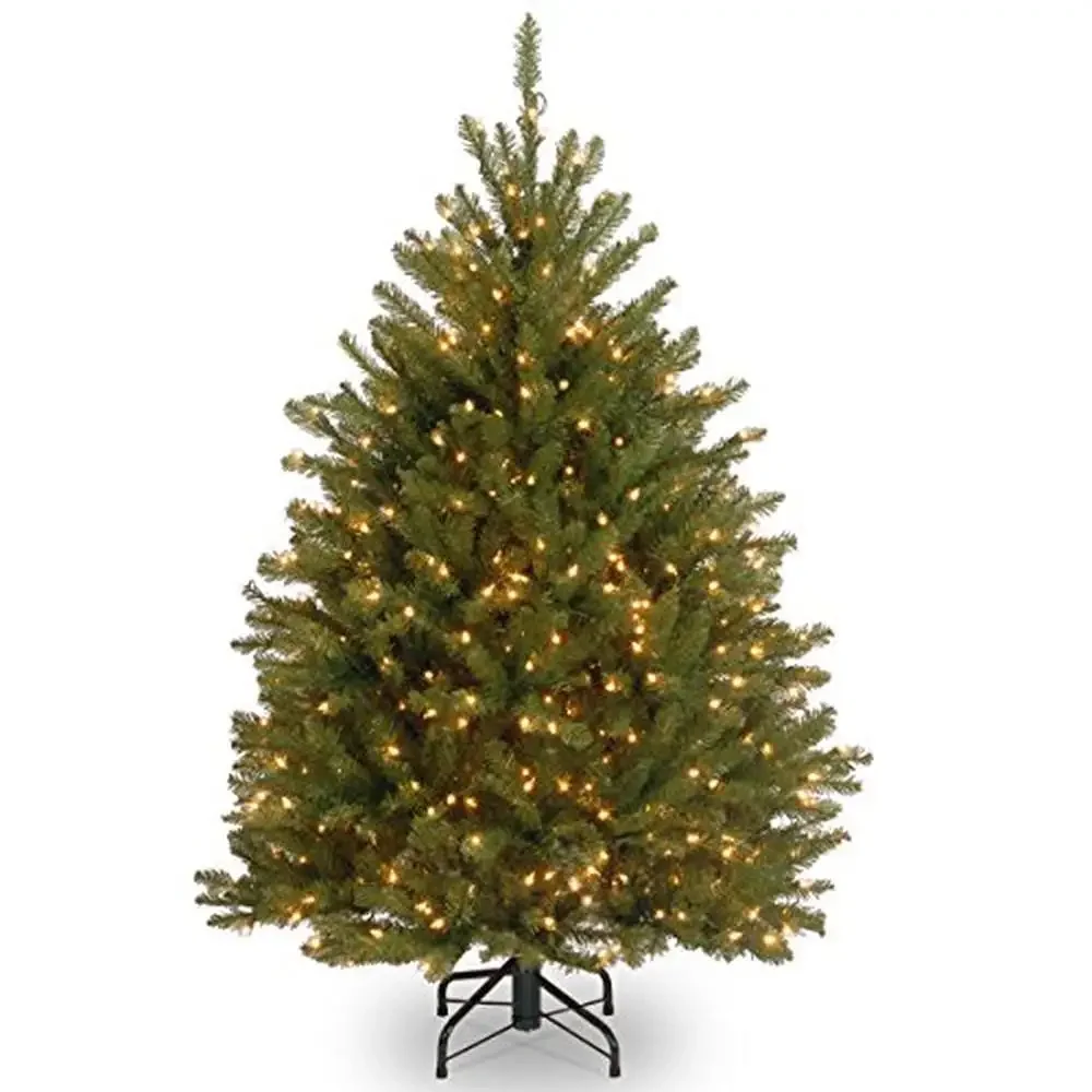 Pre-Lit Artificial Mini Christmas Tree Green Dunhill Fir White Lights Stand Easy Set-Up Durable Materials Festive Home Decor