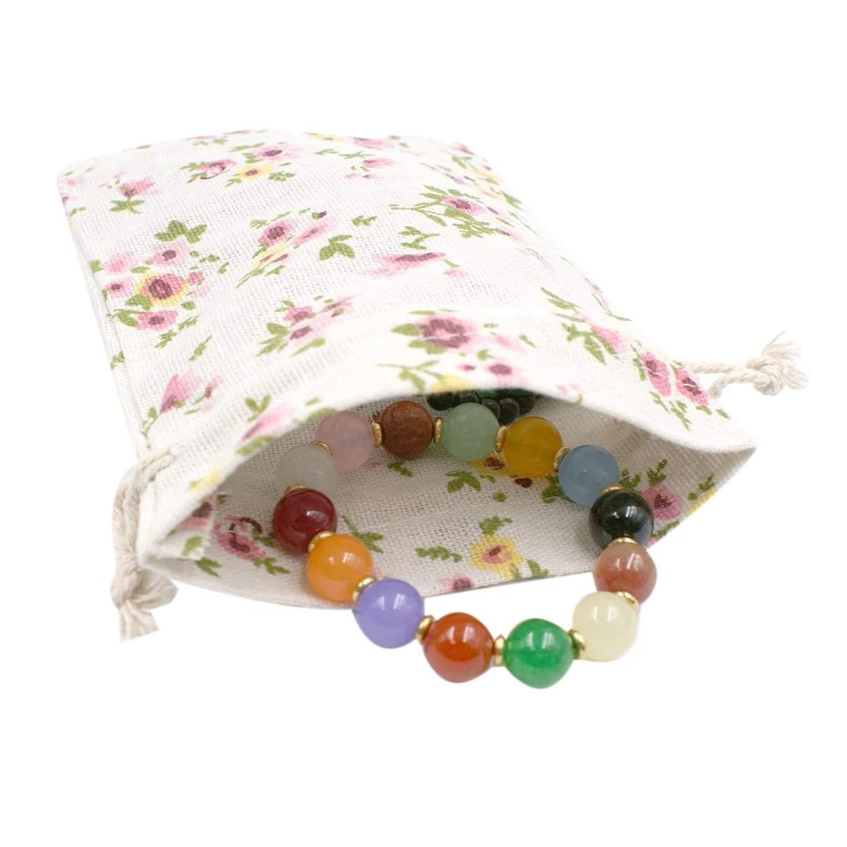 [Value Pack]50Pcs Floral Burlap Drawstring Bags, Linen Gift Bag Jewelry Pouches Sacks for Christmas Wedding Party, 5.3 x 3.9 Inc