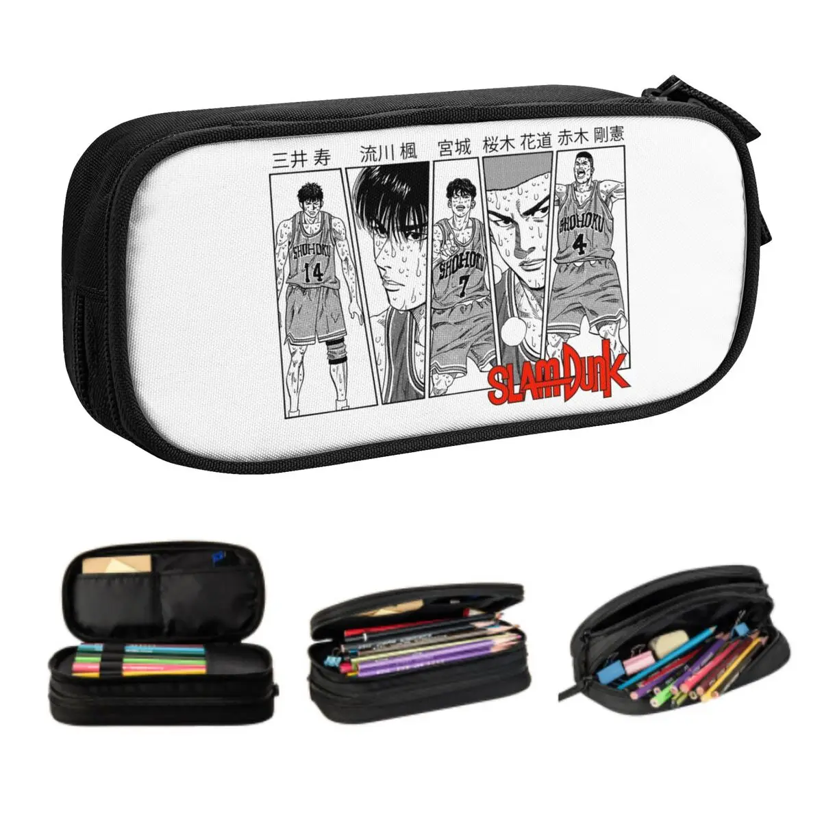 Custom Cartoon Movie Slam Dunk Cute Pencil Cases Girl Boy Large Storage Basketball Anime Pencil Box Students Stationery