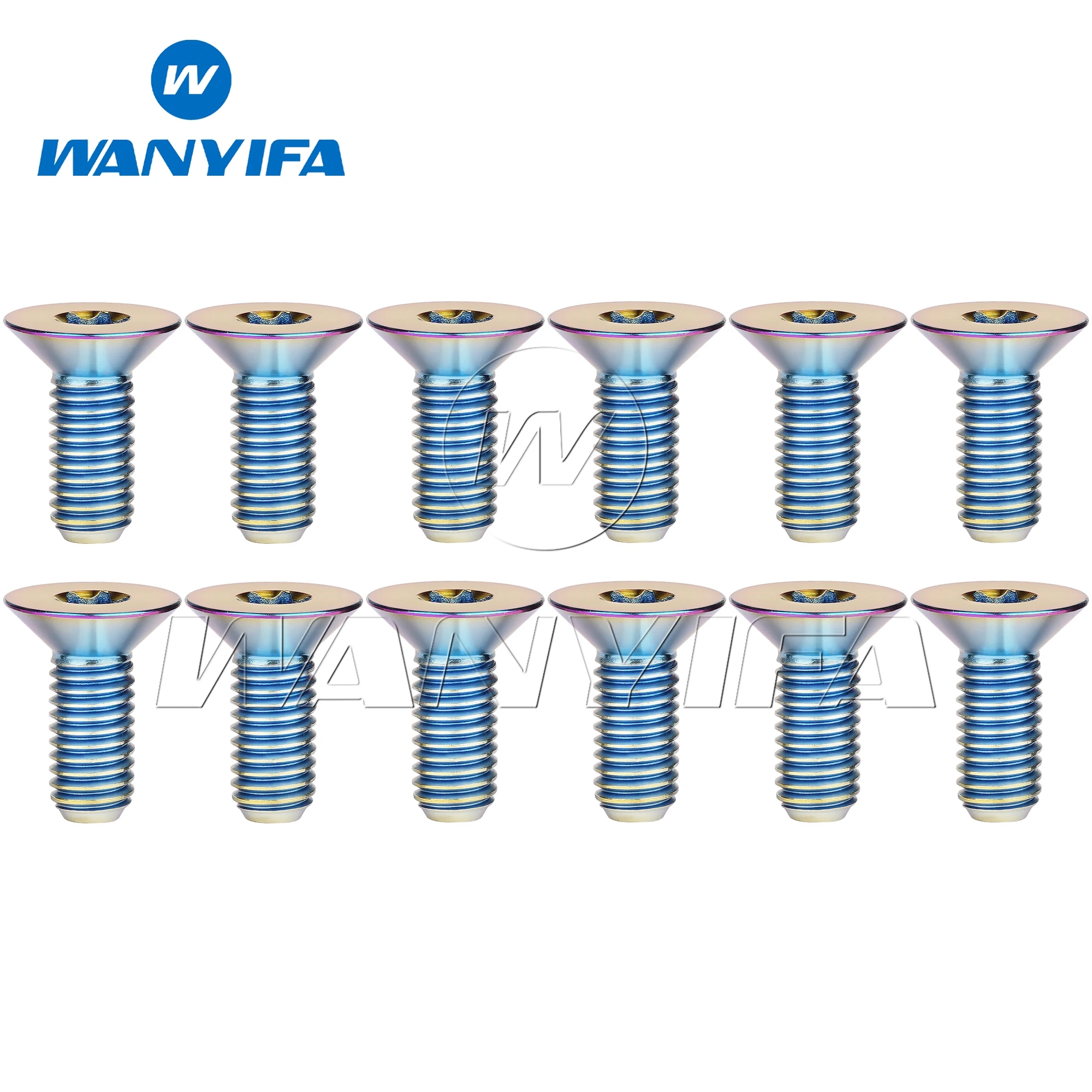 Wanyifa Titanium Bolt M6/M8 Length 15 20mm Torx Flat Countersunk Head Screw Inside Plum Blossom Bike Modification Screws 5/12PCS