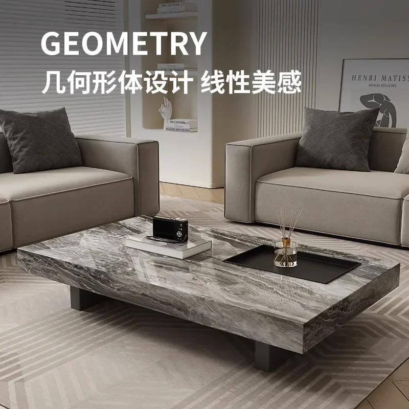 Italian minimalist slate coffee table Modern minimalist small apartment living room home business office rectangular coffee tabl - Image 4