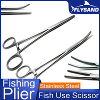 FLYSAND  7 sizes Stainless Steel Fishing Plier Scissor Line Cutter Hook Remover Forceps Tackle Curved Tip Clamps Fishing Tools
