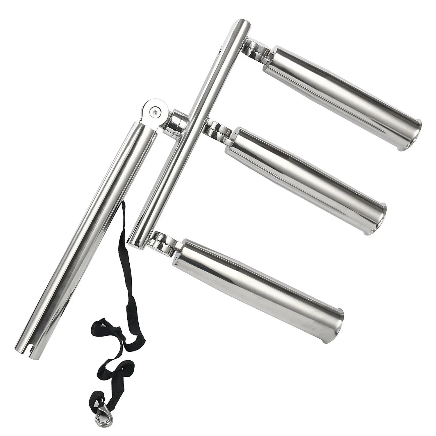 Stainless steel 3-tube fishing rod bracket, fishing rod holder can be rotated in a universal direction alone