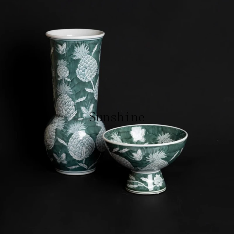 Family decoration, auspicious and simple porcelain bowl ornament
