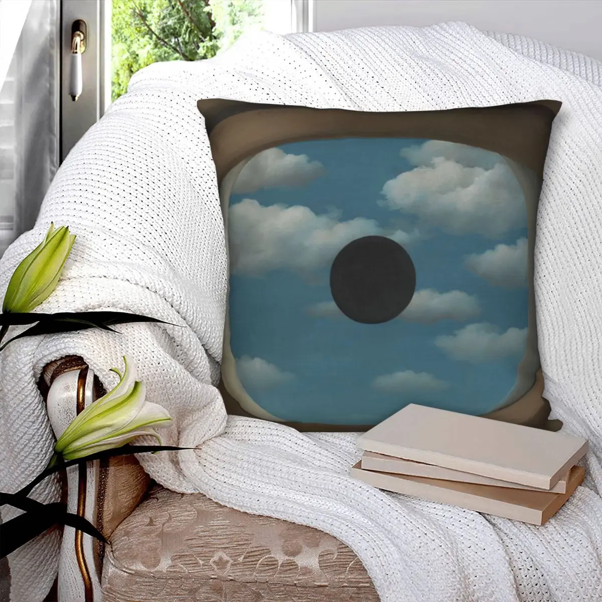 Rene Magritte False Mirror Square Pillowcase Polyester Pillow Cover Velvet Cushion Decor Comfort Throw Pillow For Home Sofa