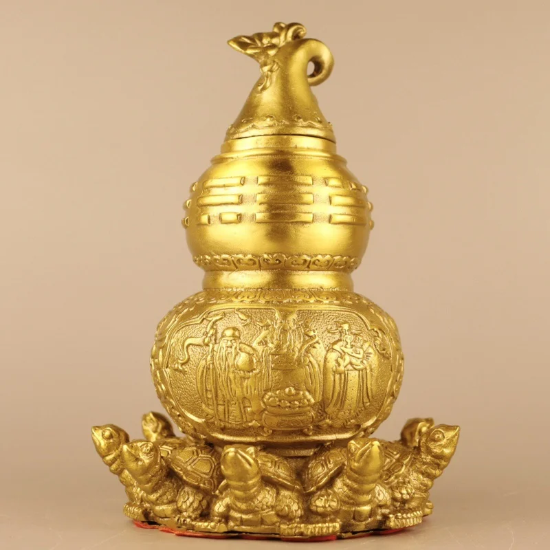 Brass Fu Lu Ornaments Copper Nine Turtle Gourd Three Immortals Fu Lu Shou Home Decorative Creative Gifts & Crafts Batch