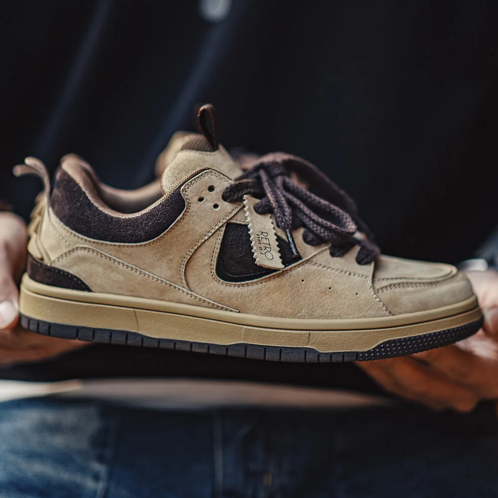 Men's Color-Block Skate Shoes - Breathable Chunky Sole Sneakers